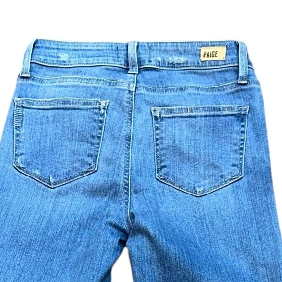 PAIGE Genevieve Flare North Star Distressed Wide Leg High Rise Denim Jeans 25 - Picture 4 of 7